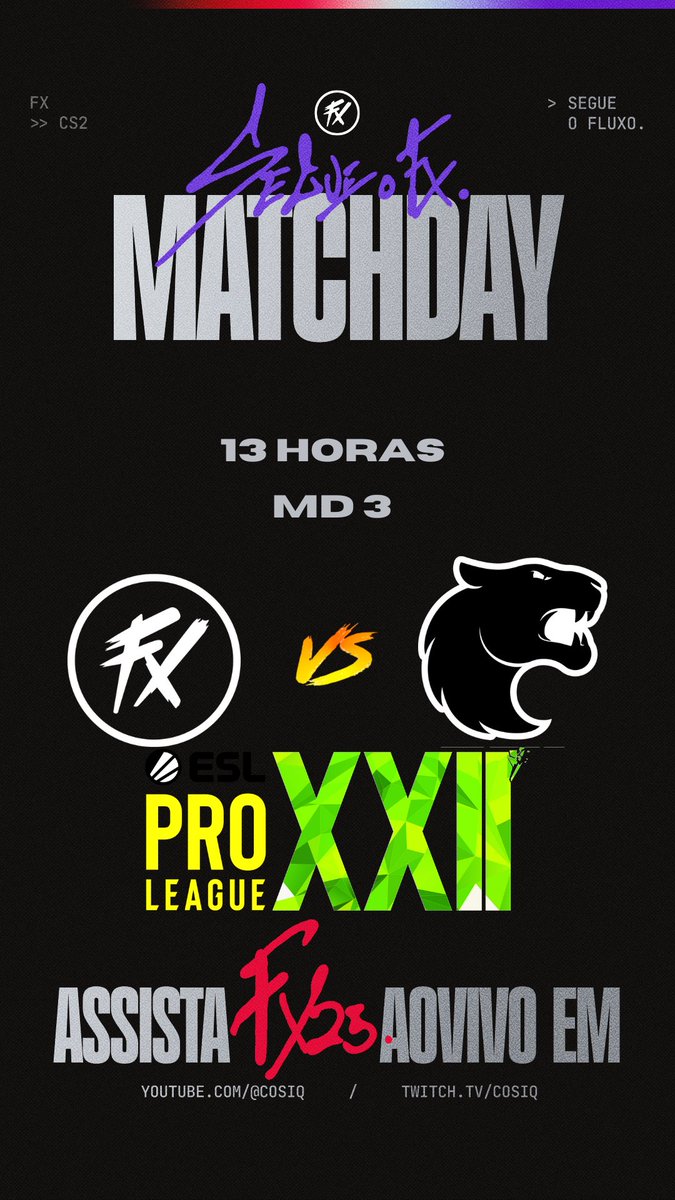 DIA DE CLÁSSICO AMANHÃ!

<a href="/fluxogg/">Fluxo</a> vs <a href="/FURIA/">FURIA</a> buscando o 1-1 na ESL pro league XXII

13h espero geral para acompanhar esse jogasso!
