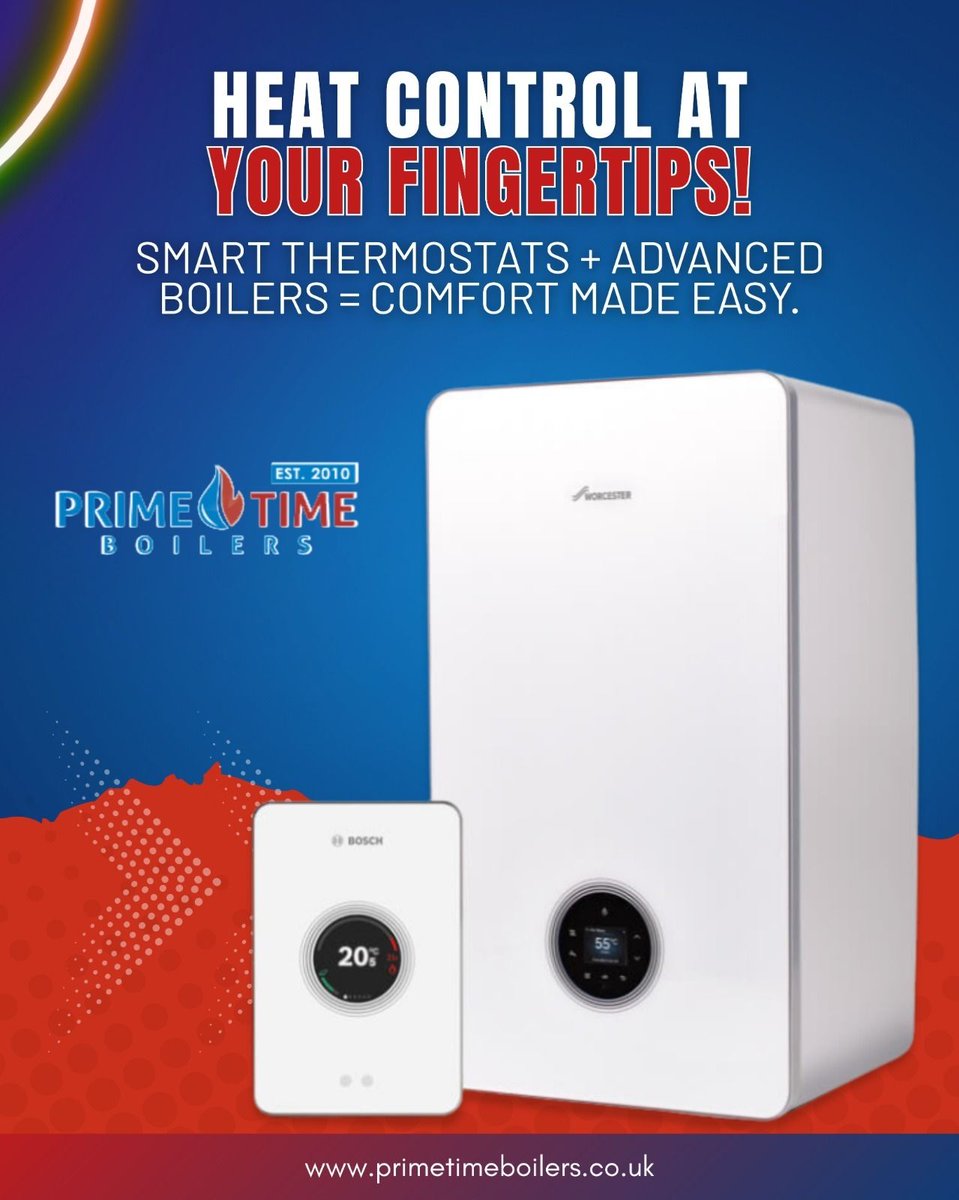 PrimeTimeBoiler's tweet image. Smart thermostats + advanced boilers = comfort made easy. 

Adjust your home’s warmth from anywhere, anytime.
.
#BoilerSolutions
