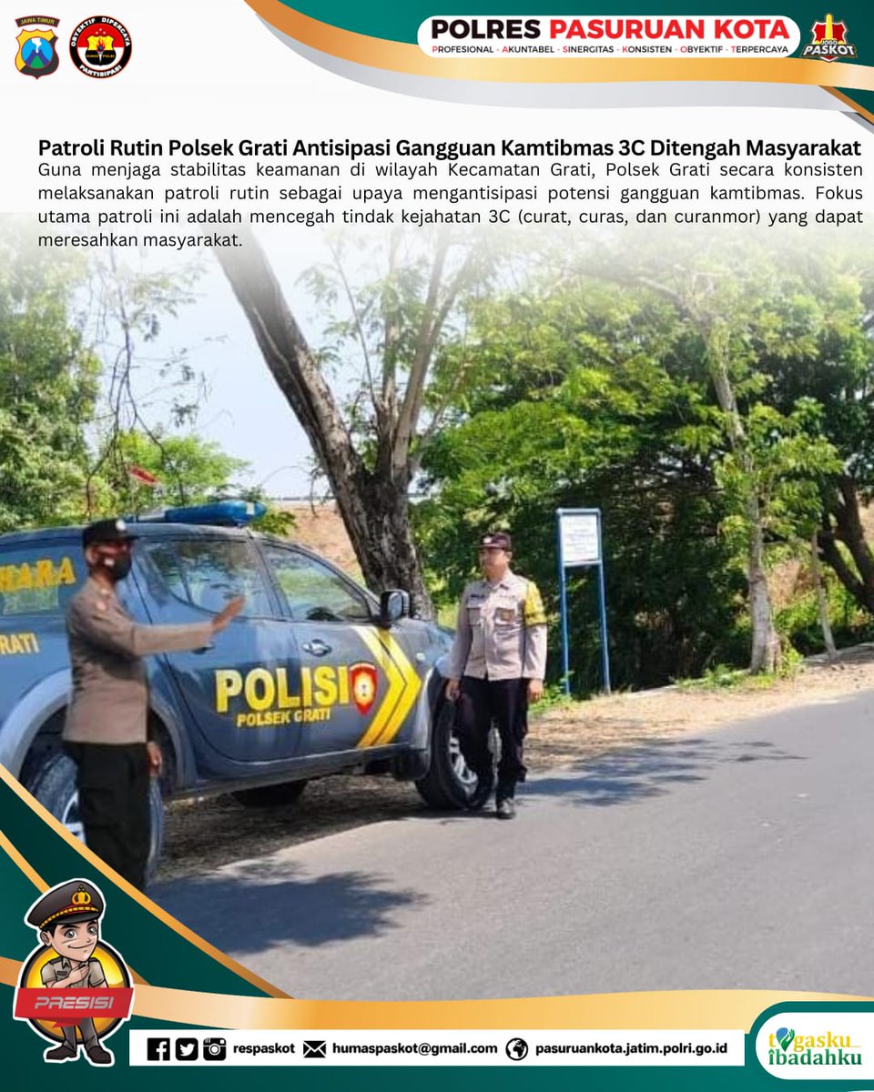 Humas_Bglkdl's tweet photo. Patroli Rutin Polsek Grati Antisipasi Gangguan Kamtibmas 3C Ditengah Masyarakat

#jogopaskot
#polripresisi
#optimisjatimbangkit
#polisipenolongmasyarakat https://t.co/xXwowCkRuo