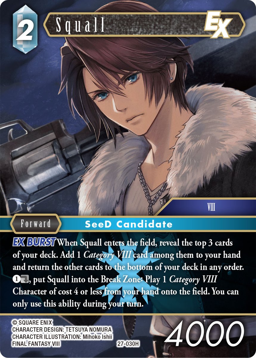 Shown off on the NA Championship stream is our next spoiler, Squall (27-030H)!

There are more matches to see before the Finals!

Twitch.tv/SquareEnix
