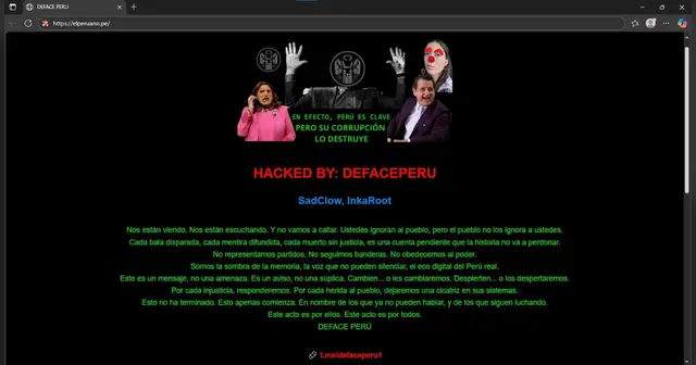 JLudwig911's tweet image. Apoteósico
#Hacked #Deface #OpPeru #OpPnp 
#PorEstosNo 
@presidenciaperu  @congresoperu  Son los próximos malditos criminales.
Belcebú @KeikoFujimori esperamos y no nos olvidamos de ti lider del Fujimierdismo
