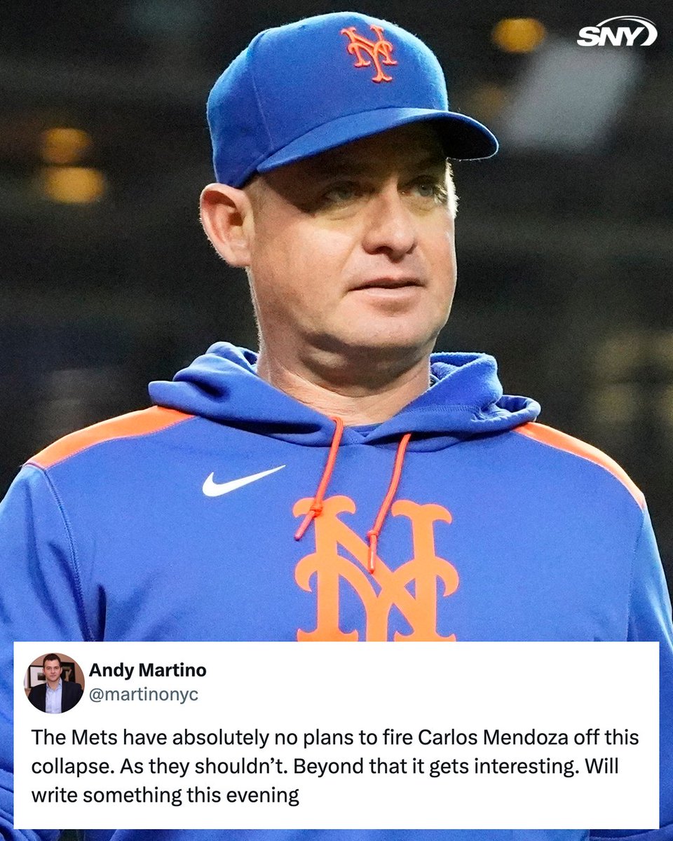 SNY_Mets's tweet image. The Mets have no plans to move on from Carlos Mendoza as manager, reports @martinonyc