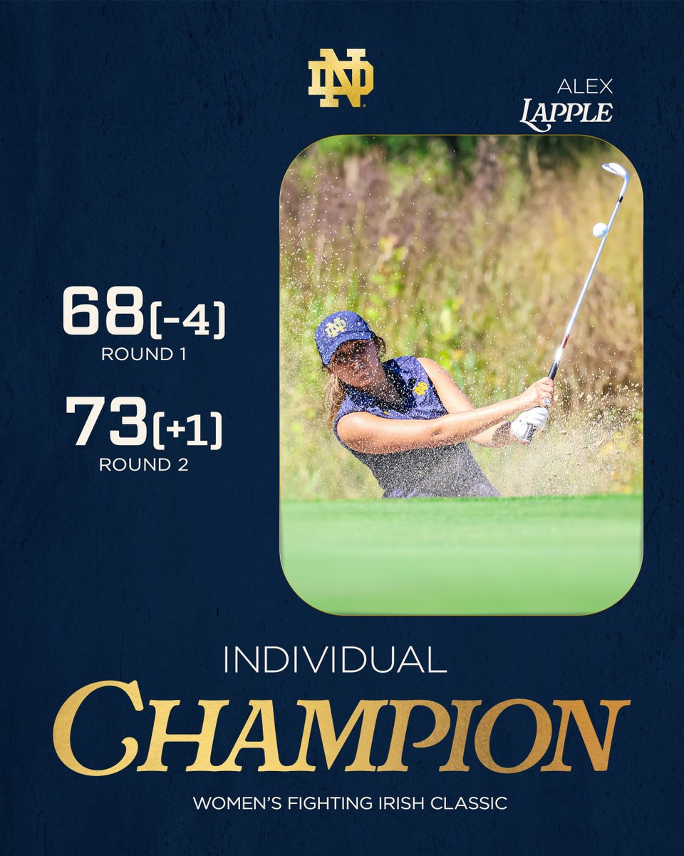 𝐂𝐇𝐀𝐌𝐏𝐈𝐎𝐍 🥇

With a two-round total of 141(-3), Alex Lapple is your Women's Fighting Irish Classic Champion!

#GoIrish ☘️
