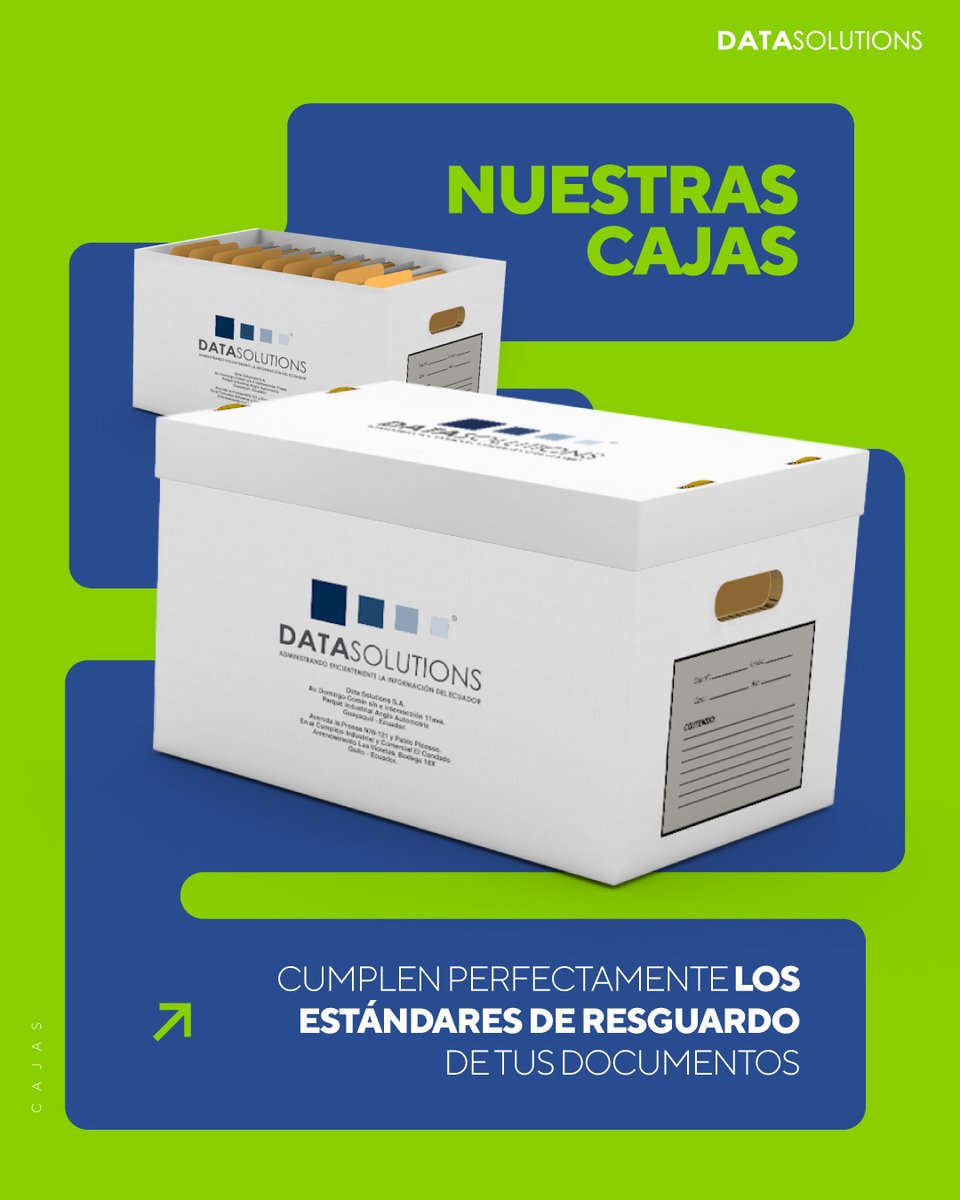 DatasolutionsSA's tweet image. 📦 Protege lo más valioso de tu empresa.
✔ Más duraderas
✔ Más prácticas
✔ Más seguras
Ahora también puedes comprar las cajas sin tener cajas bajo nuestra custodia. Contáctanos en caso de necesitar cajas para tu archivo.
#DataSolutions #Seguridad #Organización #Documentos