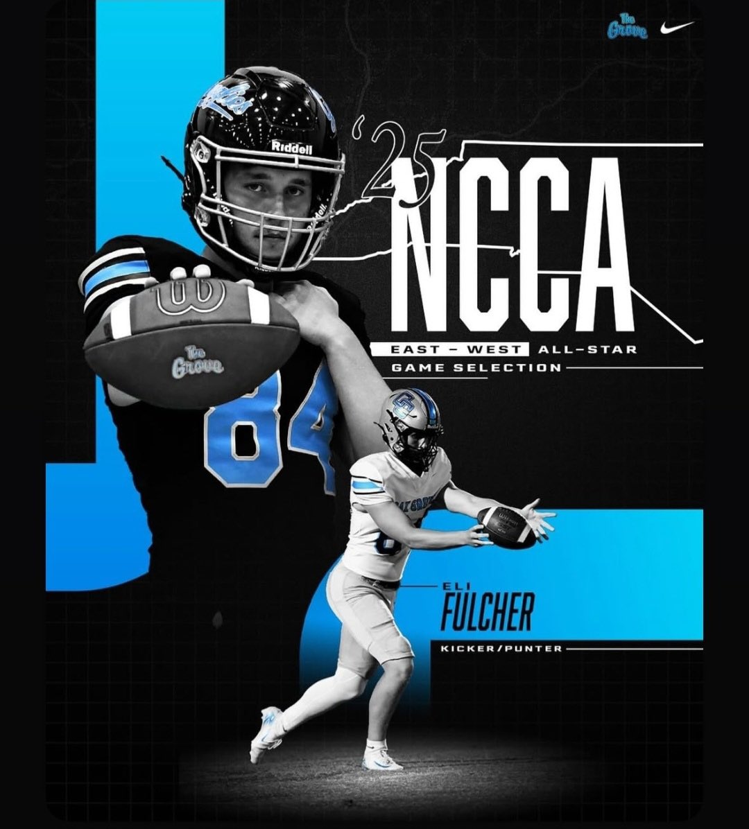 Excited to announce that I’ve been selected to play in the NCCA East - West All Star Game!
<a href="/CoachCreason66/">Rob Creason</a> 
<a href="/DanOrnerKicking/">DanOrnerKicking</a> 
<a href="/OakGroveGrizzFB/">Oak Grove Football</a>
