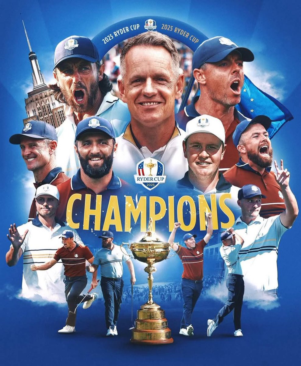 tedjodorico's tweet photo. Congratulations, Europe on winning the 2025 Ryder Cup. Team USA mounted a charge today, but was not quite enough to overtake Europe's early momentum from Friday and Saturday's matches. Great job to both Ryder Cup Captains, Luke Donald and Keegan Bradley. https://t.co/eOKxSMBhvK