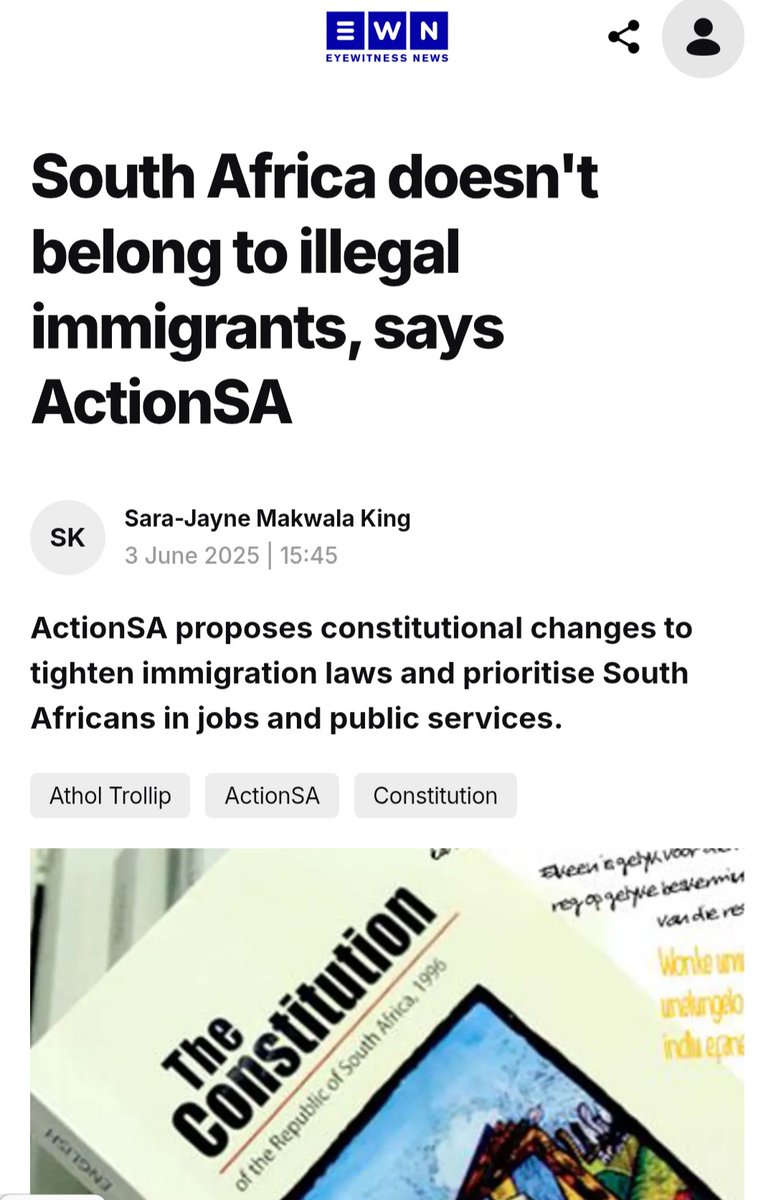 I can show you a party seeking to change a Constitution vulnerable to exploitation by foreign nationals,NGOs and other rights groups.

Question is,will the EFF vote in support of this bill in Parliament?  Or will you continue to hide behind the Constitution?

👇🏽