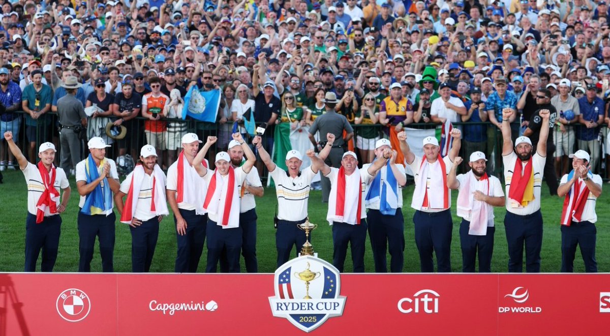 little_pengelly's tweet photo. Well done to Team Europe at the Ryder Cup 2025! A nail-biting final day, but what a putt by Shane Lowry to retain and then the half to win by Hatton! Excellent stuff! https://t.co/8FJEEbU0Ml