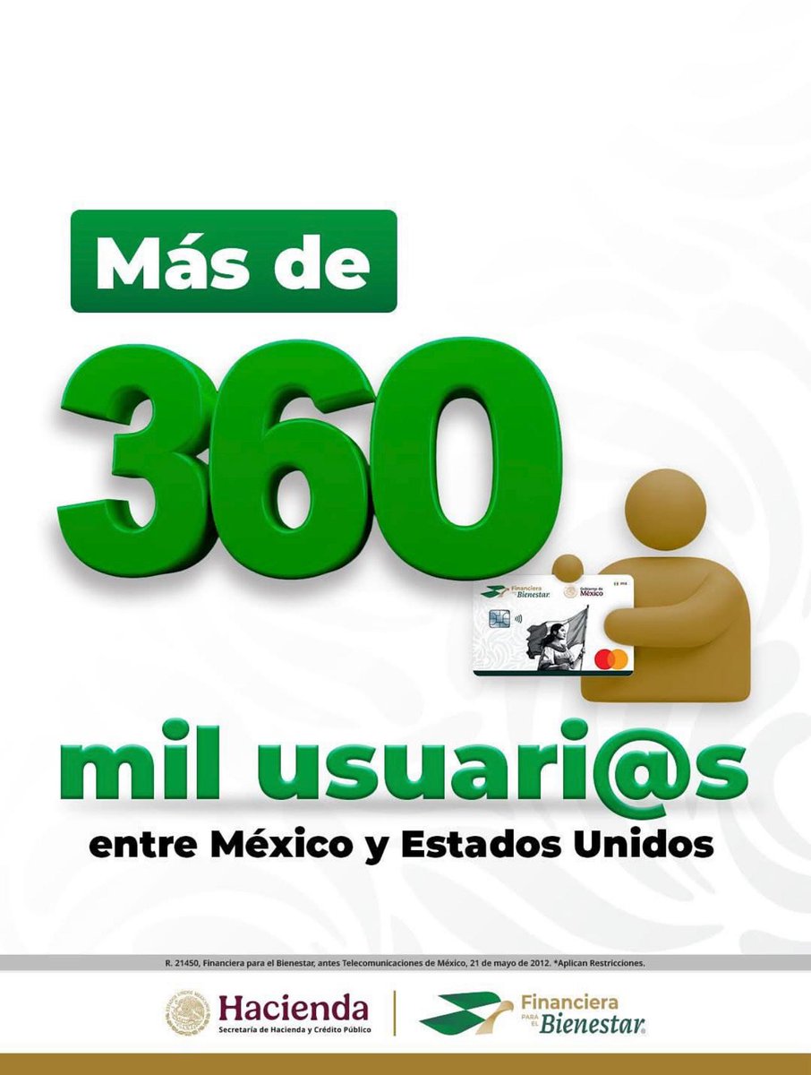 Miles de mexican@s confían en #FINABIEN para enviar y recibir efectivo entre México y USA. Tú también pide tu tarjeta en: www.finabien.gob.mxy comprueba que #FINABIEN es la mejor opción para mandar remesas. ✅✨