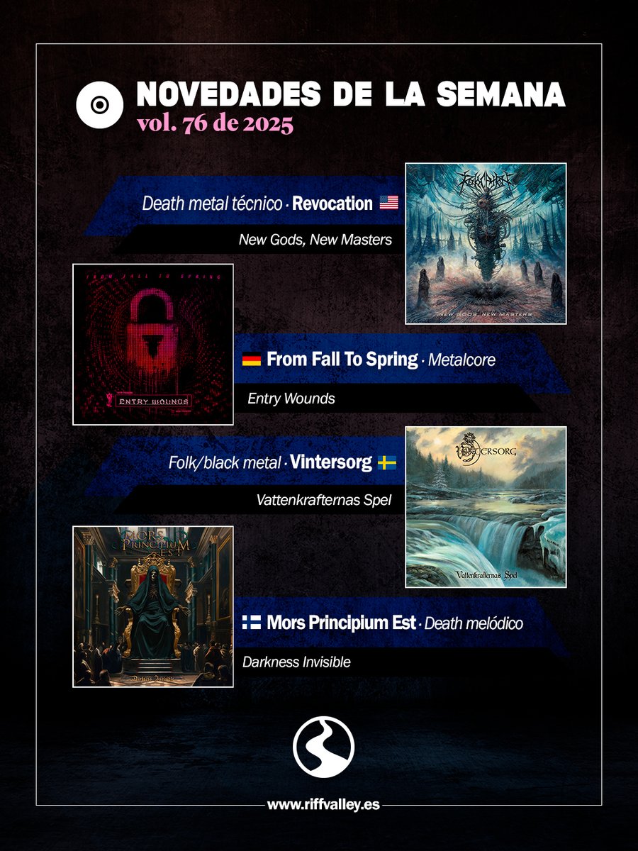 RiffValleyEs's tweet photo. Radar de novedades Vol. 76:
Revocation
From Fall To Spring
Vintersorg
Mors Principium Est

➡️ ¡Os contamos aquí!: https://t.co/kQQtKximKf

#Revocation #FromFallToSpring #Vintersorg #MorsPrincipiumEst #FollowTheRiff #RiffValley #metal #nuevodisco #lanzamiento #metalspain https://t.co/pwdkuAMKYW