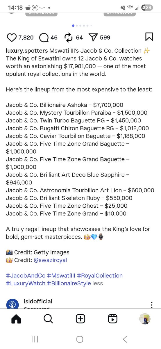 The same Eswatini king who went to UNGA to beg for $2.2 billion. Smh