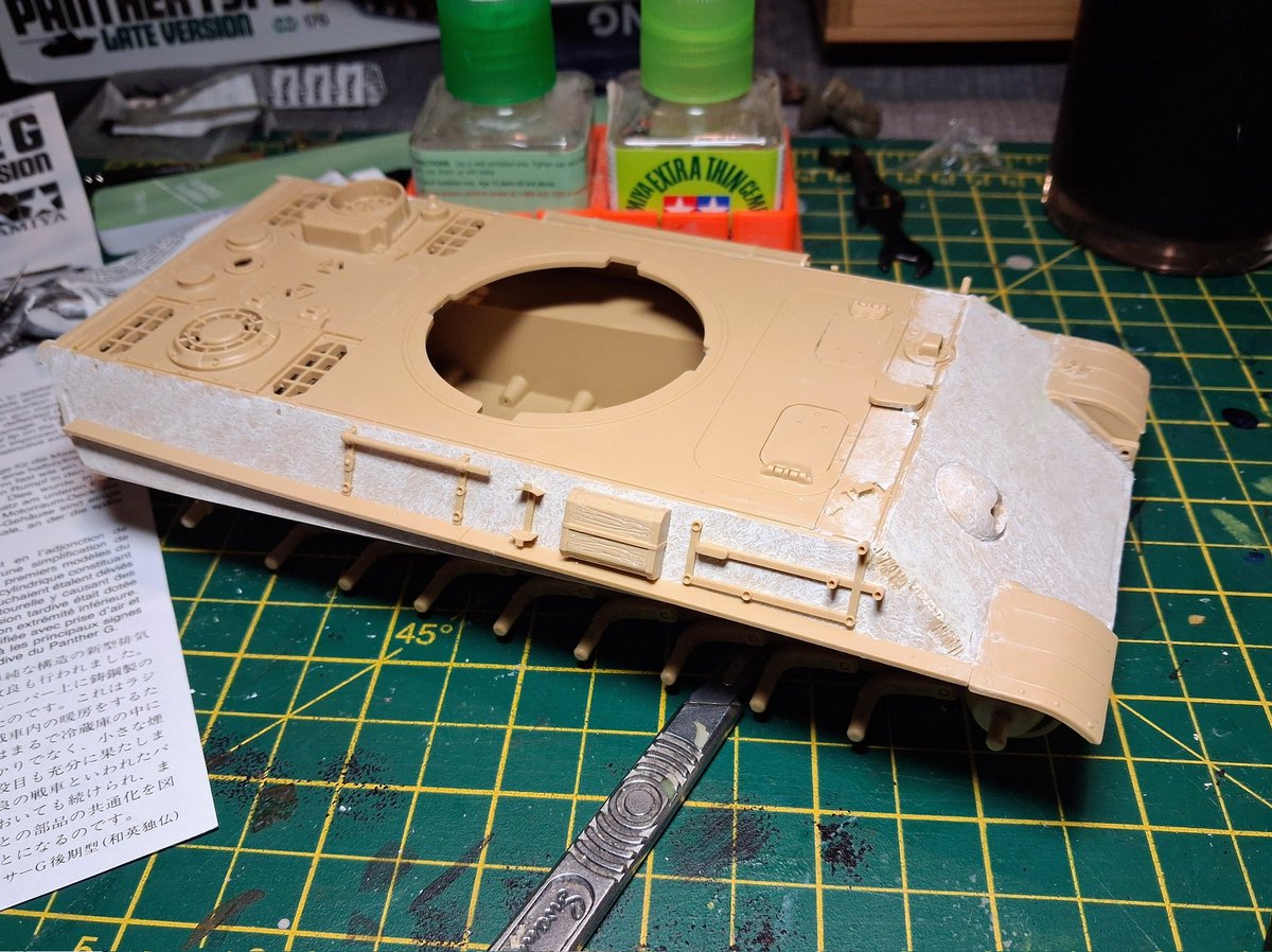 johnMbrooks72's tweet image. Done a bit....

Bit of texture plus some bits and bobs

#Tamiya #PantherG