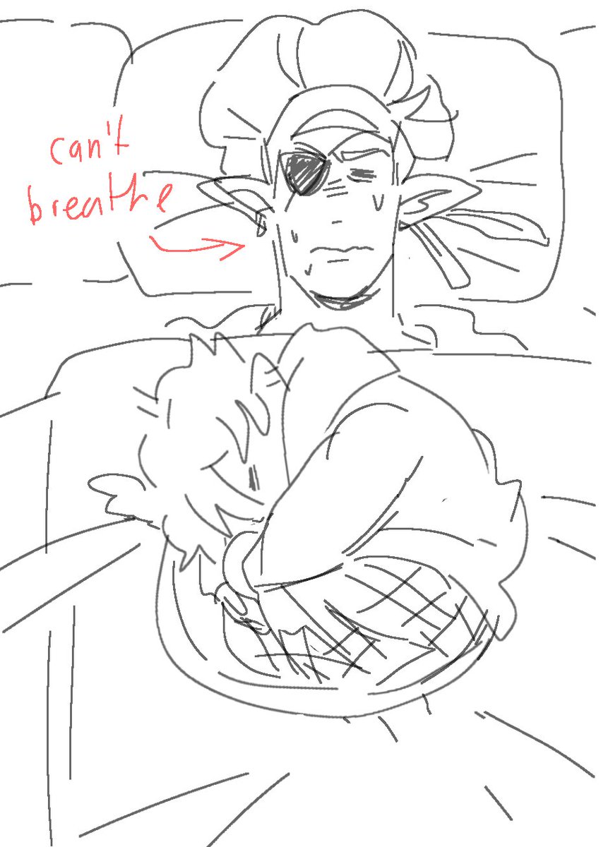 goofy phone doodle I did of how I imagine fabian and riz sleeping over at fabians lol 

#dimension20 #fantasyhigh