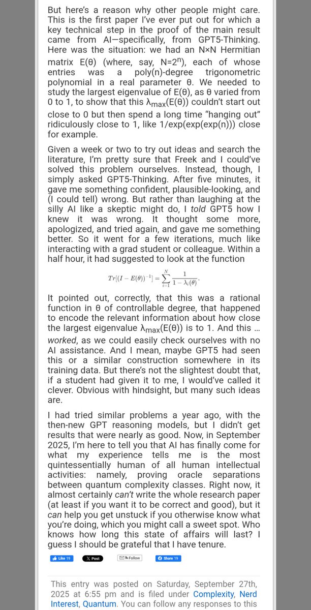 Scott Aaronson提供AI重大转变新证据