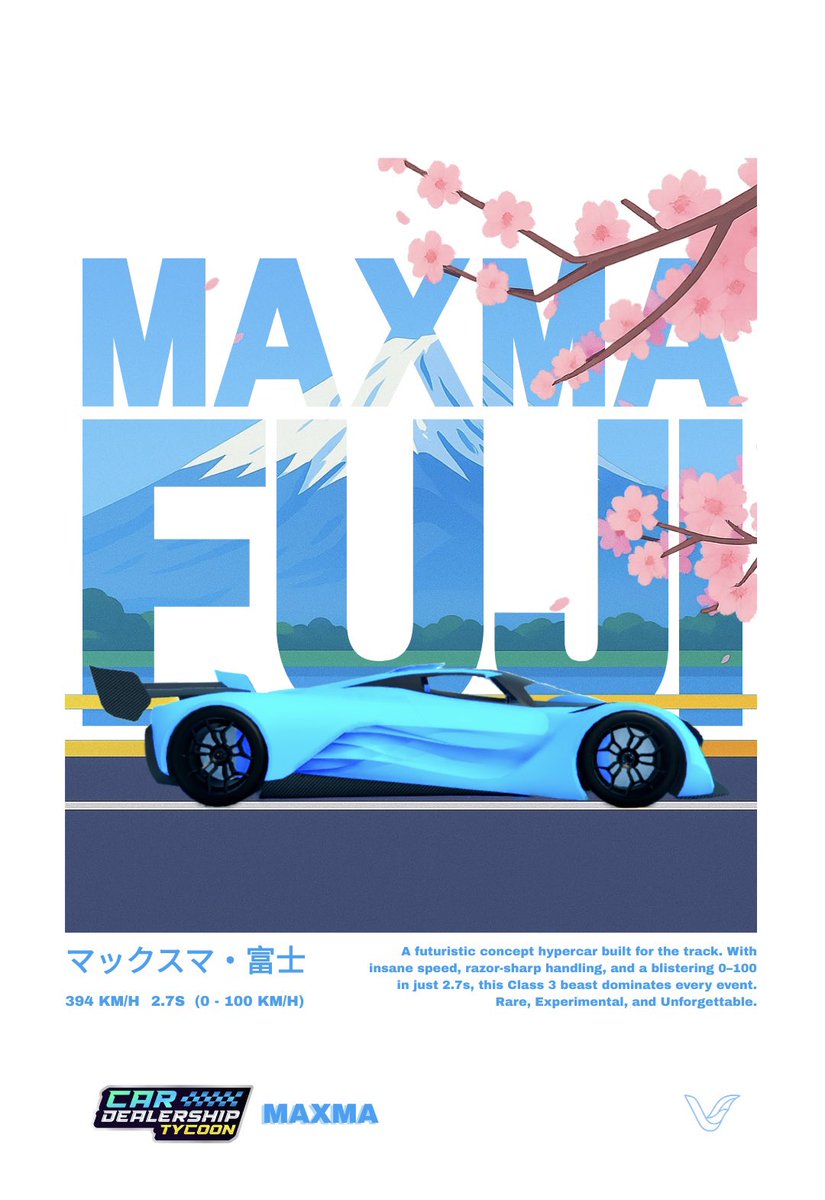 Maxma Fuji 🌸 マックスマ・富士
An ode to Japanese Artistry and Speed.

#CarDealershipTycoon #CDTuesday #maxma <a href="/Foxzie_RBLX/">Foxzie</a>
