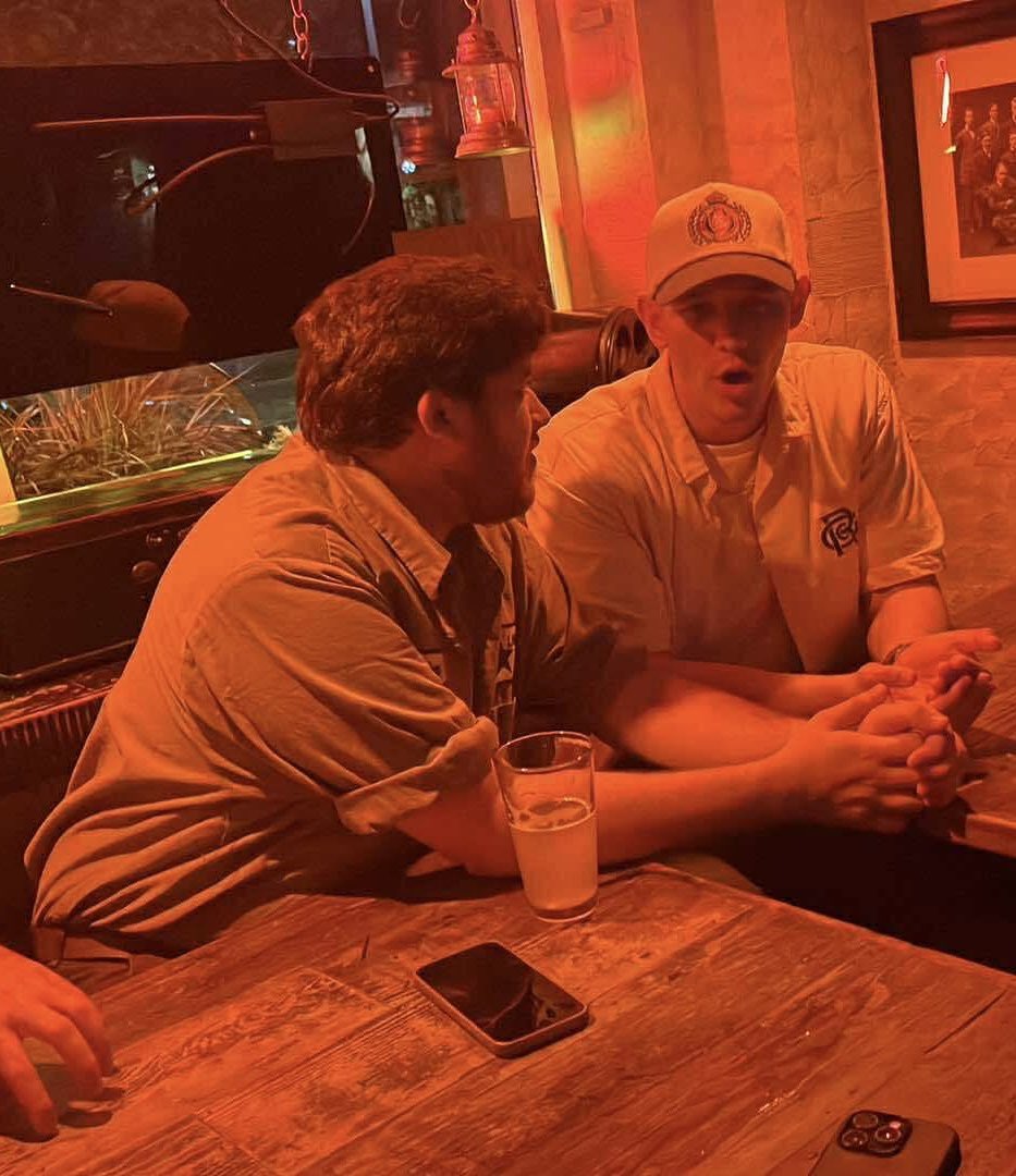 He went to a very orange bar last night!