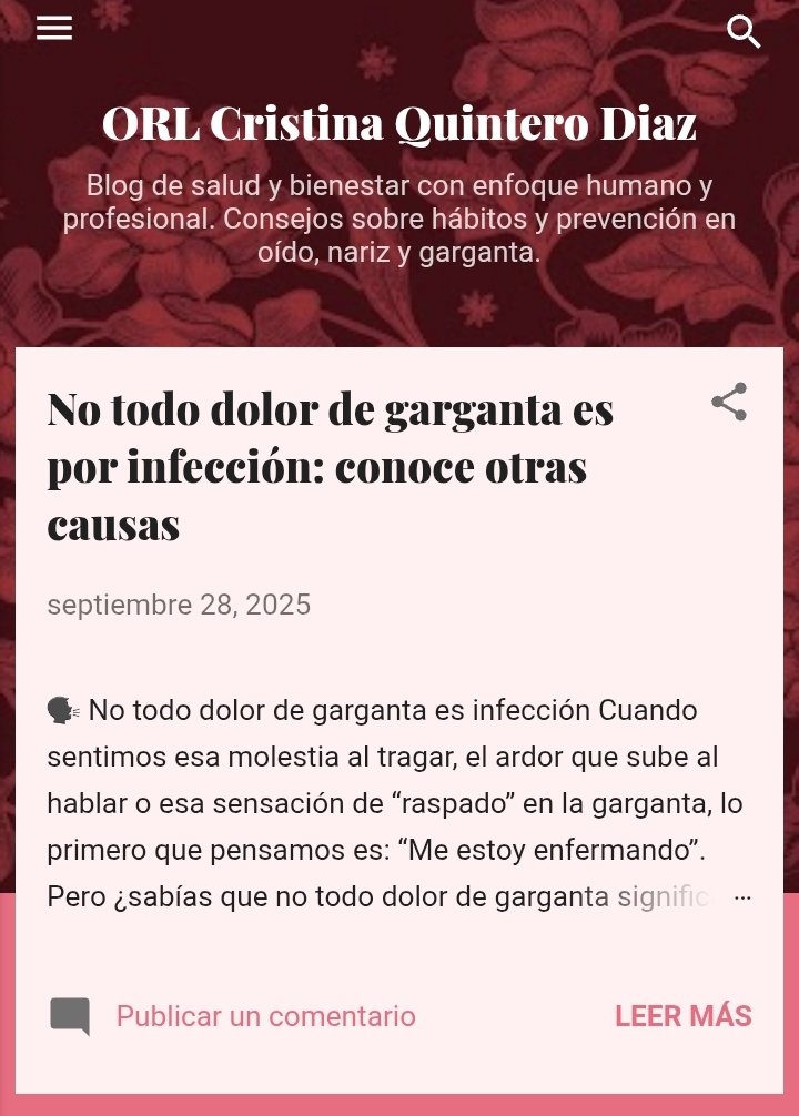 CrisQuintero18's tweet photo. ORL Cristina Quintero Diaz: No todo dolor de garganta es por infección: conoce... https://t.co/9Wgo0Rzadc https://t.co/GCkmduaMDw