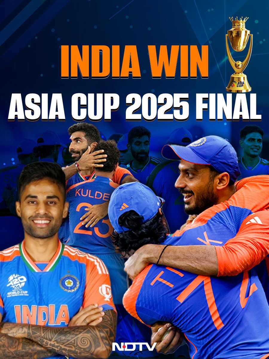 Alialtaf05's tweet photo. Heartiest congratulations to Team India on their emphatic victory over Pakistan and for lifting the Asia Cup! Your determination, teamwork and spirit have made the nation proud. A glorious moment for Indian cricket! 🇮🇳#TeamIndia #AsiaCupFinal 
#indvspak2025 https://t.co/o6QqbxPR4P