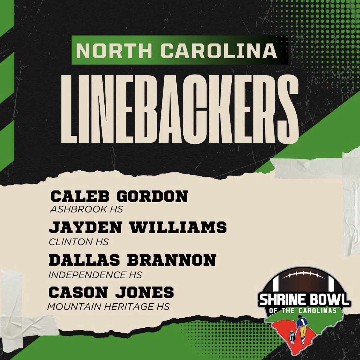 BLESSED!! I’m excited to announce i’ve been selected to play in the <a href="/ShrineBowlNCSC/">Shrine Bowl NC-SC</a> !!
<a href="/MtnHeritageFB/">MtnHeritage Football</a> <a href="/JeredPope/">Jered Pope</a> <a href="/CVance43/">Casey Vance</a> <a href="/TonyTrisciani/">Tony Trisciani</a>