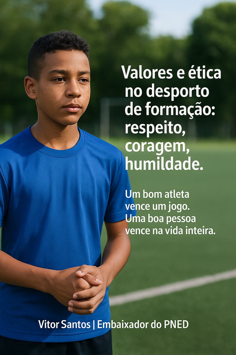 Valores e ética no desporto de formação: respeito, coragem, humildade.
Um bom atleta vence um jogo.
Uma boa pessoa vence na vida inteira.
#ética #PNED #desporto #educarosonho #respeito 
Vitor Santos | Embaixador do PNED