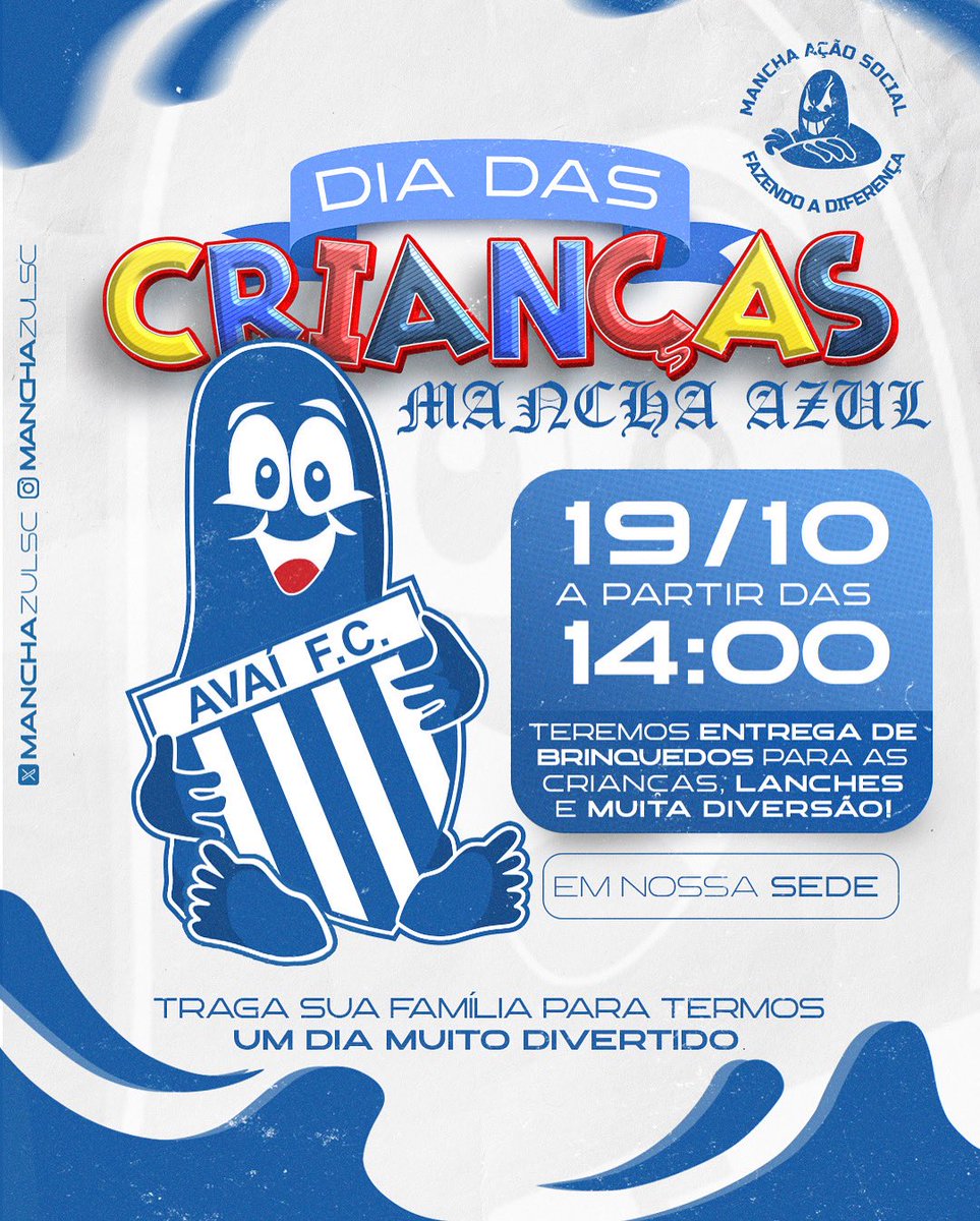 AÇÃO SOCIAL DIA DAS CRIANÇAS 2025 🧸🪁
Dia 19/10, a partir das 14:00
Teremos entrega de brinquedos para as crianças, lanches e muita diversão!

Evento gratuito! Traga sua família e venha comemorar esse dia especial para nossas crianças! 

Dep. de Ação Social - Fazendo a diferença