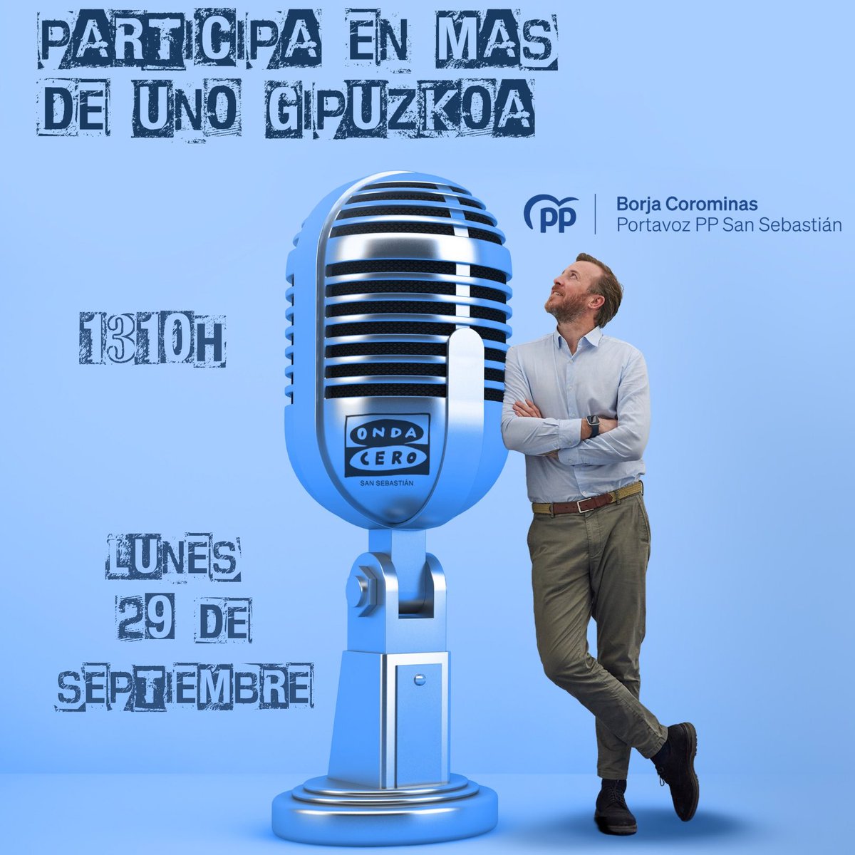 No te pierdas mañana la intervención de nuestro portavoz, <a href="/BorjaCorominas/">Borja Corominas</a>, en la tertulia de <a href="/MasDeUno/">Más De Uno</a> de <a href="/OndaCeroDonosti/">Onda Cero Gipuzkoa</a>.

La necesidad de ampliar la estación de autobuses de #sansebastian será el tema de la tertulia.