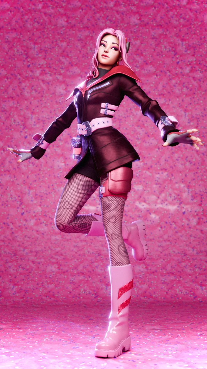 here is my girl Lovely in Hana Park's outfit made by the wonderful <a href="/midasadmirer/">⚜Magpie || YEEHAW⚜</a> 💘✨ I LOVED this version of the outfit and thought it was perfect for her. (more in replies!) #Fortnite #FortniteArt