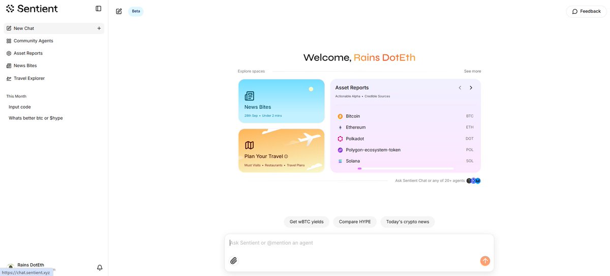 Everyone wants a <a href="/SentientAGI/">Sentient</a> code and I have a few to give away.

Sentient's GRID chat is an open-source AGI with robust data access capabilities.

110+ integrated partners provide specialized agents and compute resources, that every query is auto-routed to the right