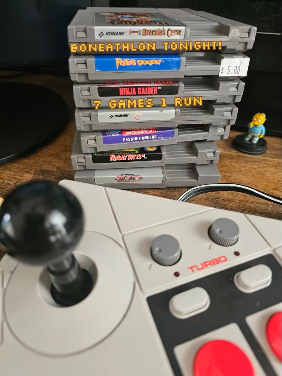 7 games, 1 run! let's see how long it will take to beat Castlevania 3, Fester's Quest, Ninja Gaiden, Contra, Chip 'N Dale, Friday the 13th, and Castlevania! Twitch.tv/sconebonevideo