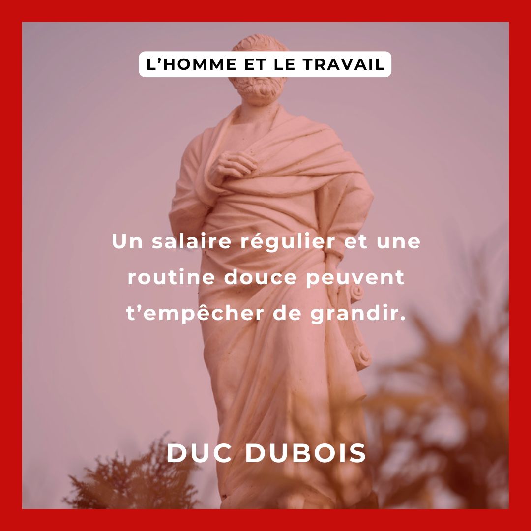 dubois_duc's tweet photo. Accepter un rôle par habitude, c’est trahir votre essence.  
Chaque rôle a un coût : peur et renoncement.  
Pour en savoir plus, découvrez « L’homme et le travail » sur https://t.co/zvV41mlVdQ  
Quel rôle avez-vous endossé par peur ?  

#Travail #Philosophie #Dignité https://t.co/4famOSscNM