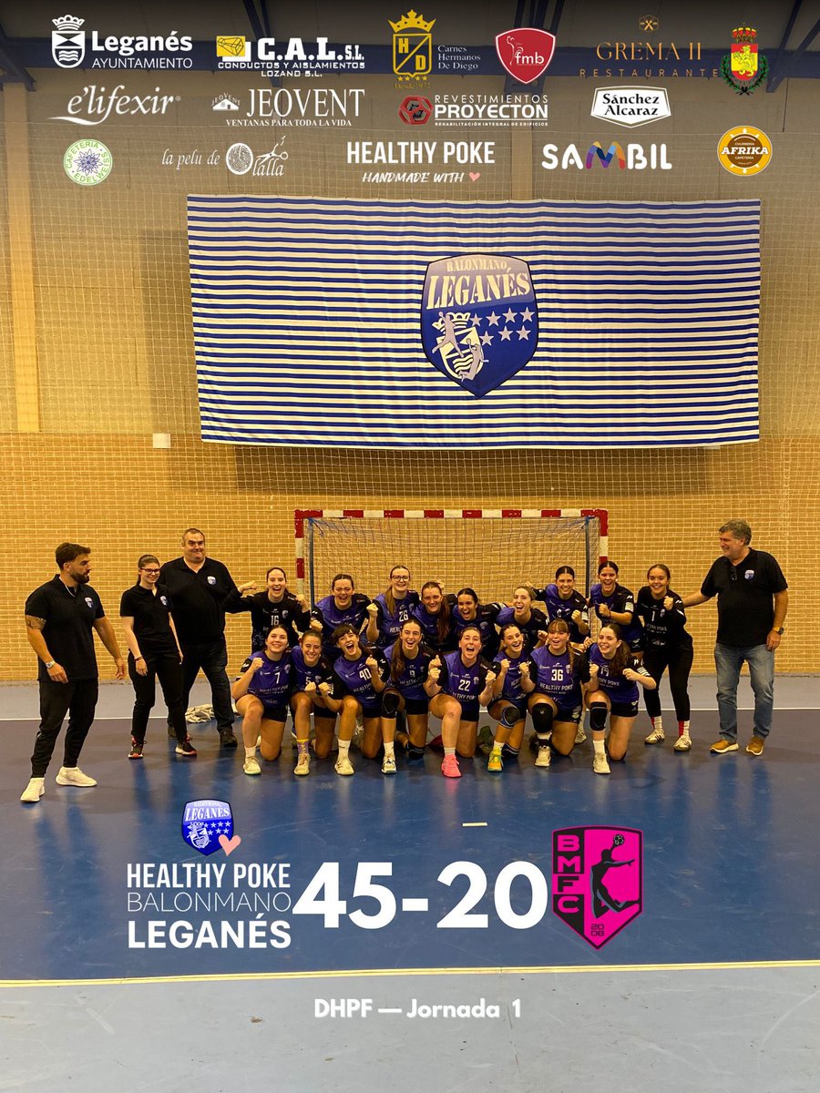¡VICTORIA DEL DHPF! 💙🤍
Las chicas del DHPF dieron un golpe en la mesa desde el minuto 1 y no dieron oportunidad a sus rivales para acercarse al marcador. 
#bmleganes #aupalega ✌🏻