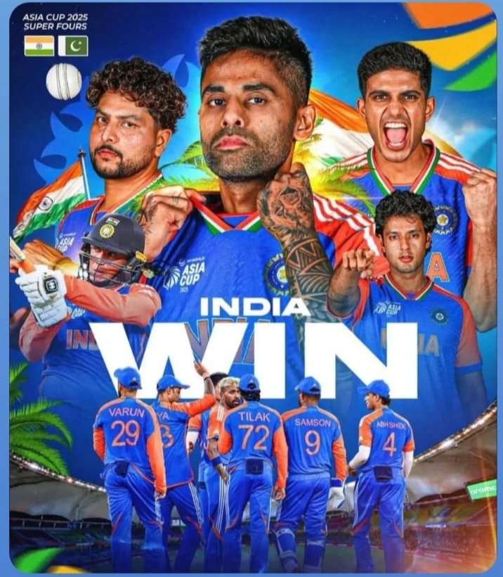 एशिया कप में भारतीय टीम की शानदार जीत पर हार्दिक बधाई एवं शुभकामनाएं ,🙏