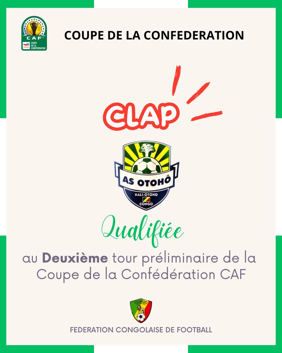 fecofoot_cg's tweet photo. Coupe Africaine : le Congo reste présent sur la scène continentale avec l'As Otohô https://t.co/jG0J9TaCQS