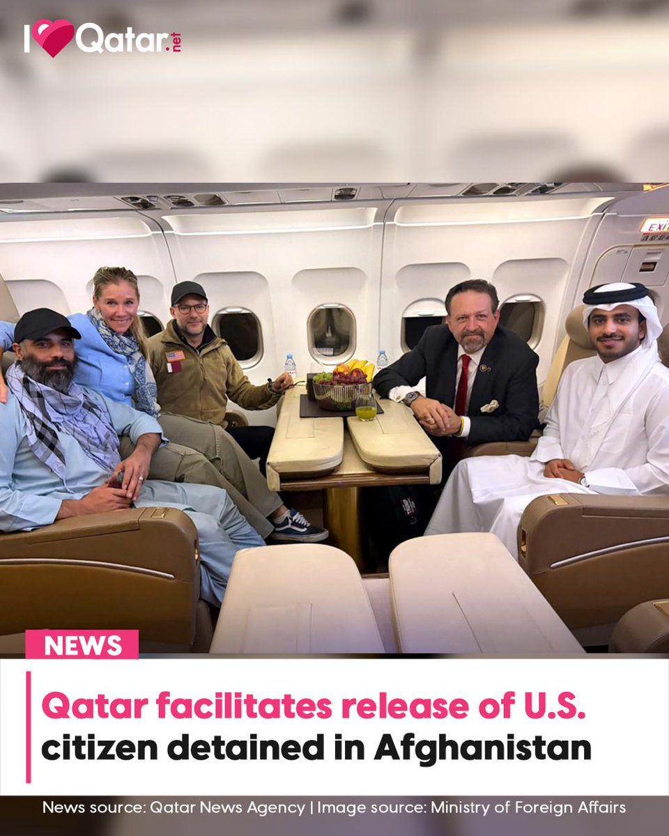 🗞️ Qatar announced that it facilitated the release of American citizen Amir Amiri, who had been detained in Afghanistan, adding that he is on his way to Doha and will depart for the U.S. at a later date.

👉 H.E. Minister of State at the Ministry of Foreign Affairs, Dr. Mohammed