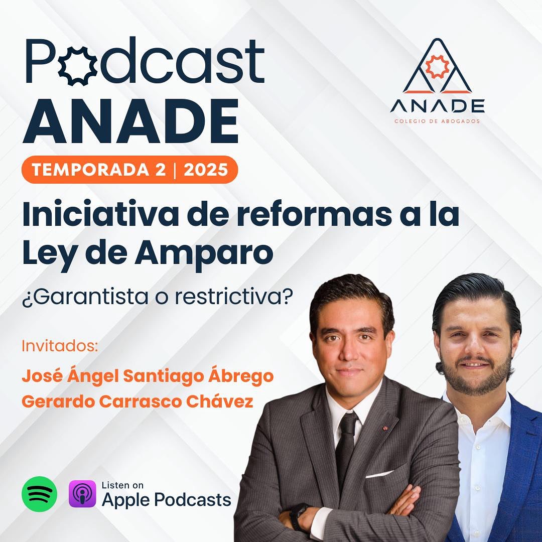 ¿Qué está sucediendo con la iniciativa de reformas a la #LeyDeAmparo? 

Este #podcastANADE, Karla Zárate platica con <a href="/GerCarrasco90/">Gerardo Carrasco</a> , Coordinador de Comités de Trabajo #ANADE, y nuestro presidente, <a href="/JA_Santiag/">José Ángel Santiago</a> sobre esta iniciativa, sus implicaciones y por qué es polémica.