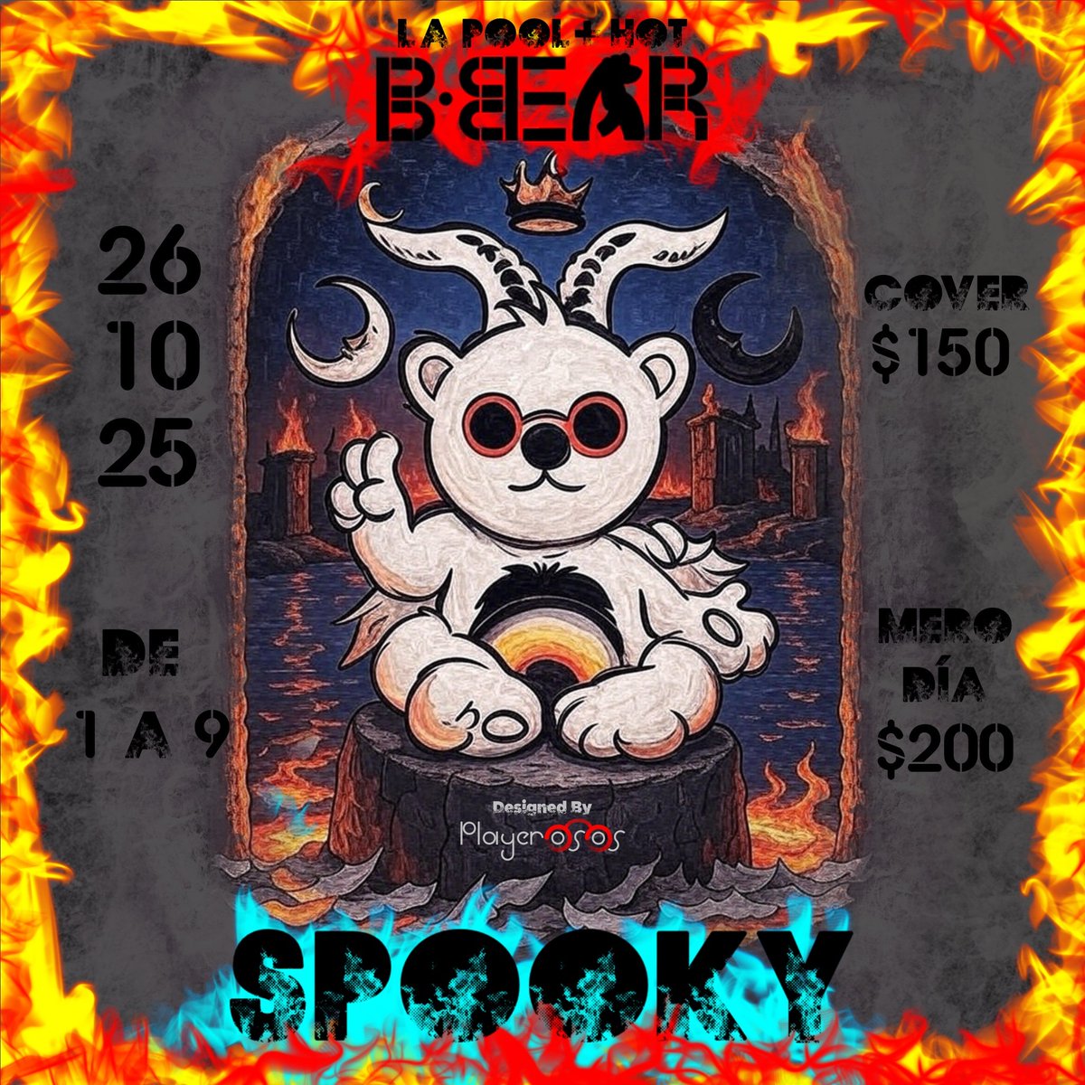 La pool + H🔥T de GDL 
Spooky bear 
Domingo 26 de octubre 
Aqui el traje de baño si es opcional 
Naked 🎃 party