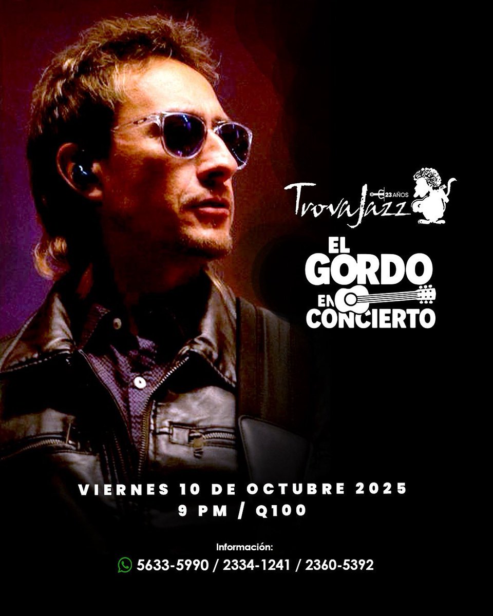 ElGordoGt's tweet photo. Octubre:

Sábado 4 en Happys (San Marcos)

Viernes 10 en @trovajazz (Guatemala) https://t.co/tmpx9Dm9N8