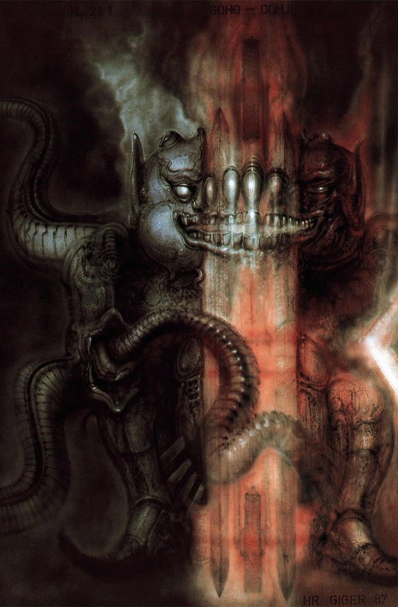 Concept art by H. R. Giger for Jissoji Akio’s Japanese live-action supernatural horror film, Tokyo: The Last Megalopolis (Teito Monogatari).