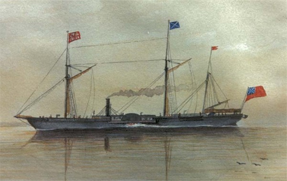 Marine_Archive's tweet photo. This  watercolour by Captain James Cleve is of the ship Frontenac. She was built in Ernesttown Ontario in 1816 and was the first steam vessel to navigate Lake Ontario.  See <https://t.co/UsgA5z84Pz> for more of her history. https://t.co/t36X39otoG
