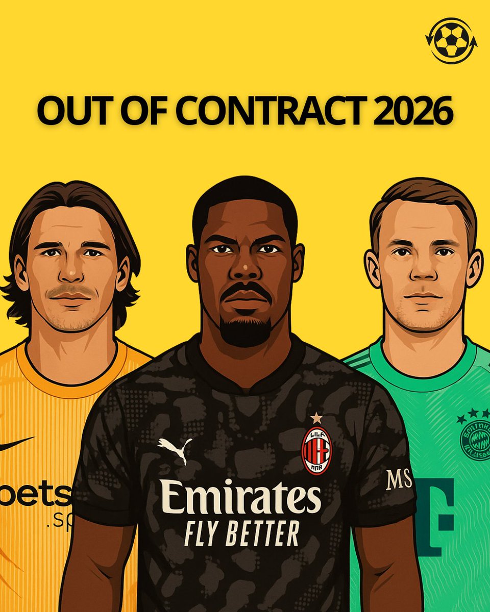 DeadlineDayLive's tweet photo. ✍️ List of goalkeepers out of contract in 2026:

🔸 Manuel Neuer (Bayern Munich)
🔸 Yann Sommer (Inter Milan)
🔸 Mike Maignan (AC Milan)
🔸 Nick Pope (Newcastle)
🔸 Stefan Ortega (Man City)
🔸 Edouard Mendy (Al-Ahli)
🔸 Bono (Al-Hilal SFC)
🔸 Illan Meslier (Leeds United)
🔸 Justin Bijlow (Feyenoord)
🔸 Mathew Ryan (Levante)
🔸 Freddie Woodman (Liverpool)

(Source: @Transfermarkt)
