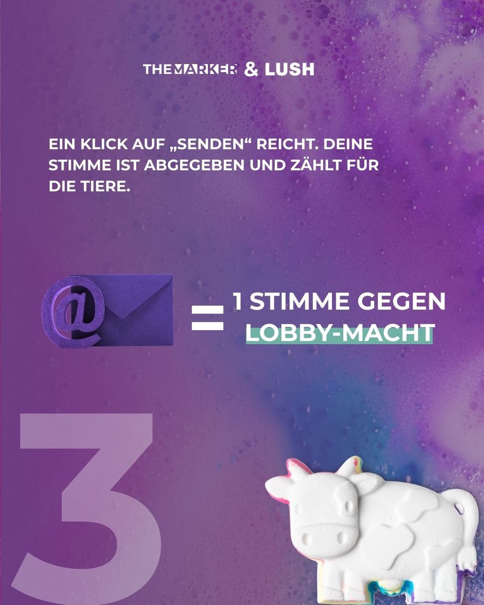 "Ok, das ist echt easy!" - das hören wir oft, nachdem jemand bei unserer Email-Aktion mit Lush an die EU mitgemacht hat.

Es ist wirklich einfach: 1. Code scannen, 2. "Senden" drücken. Fertig!

So leicht ist es manchmal, sich zu engagieren!