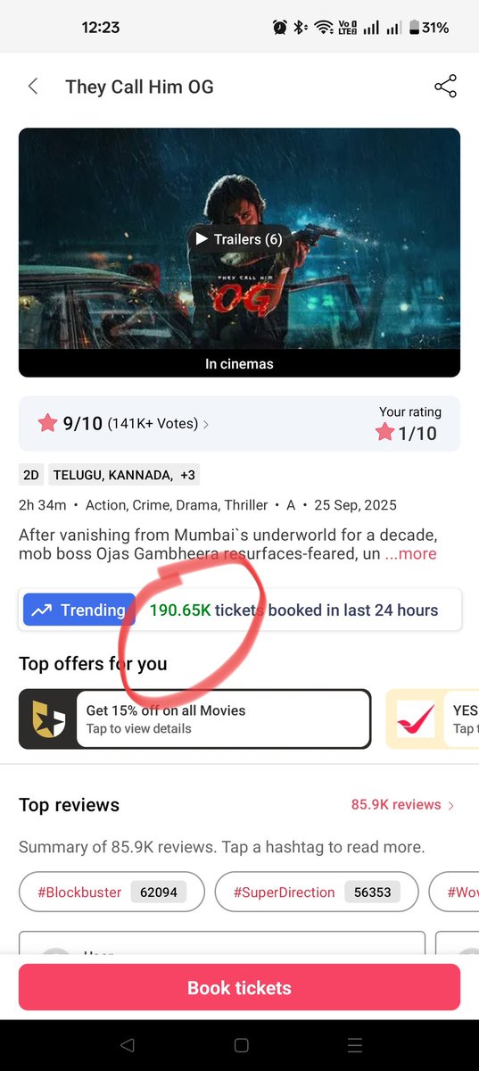 Manoj_1217's tweet photo. Surprising 

Did You Ever seen any Biggie with Blockbuster Talk ends it's Hourly Trending On Sunday even before 12AM

Happened for #TheyCallHimOG / #OG

Ended its Hourly trend even before 12AM 
That too With Blockbuster Talk

#DisasterTheyCallHimOG https://t.co/NcaIsvZOqA
