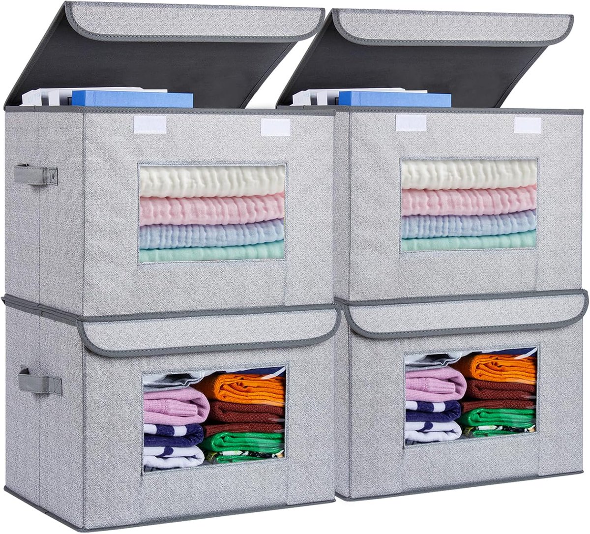 KayV788404's tweet image. Collapsible Stackable Storage Bins with Lids, Fabric, Foldable 4-Pack, Gray htpps://tiddyhouse.com/p/collapsible-stackable-storage-bins/ #storagebins #storagebinswithlids #closetstorage #linenstorage #blanketstorage #collapsiblestorage