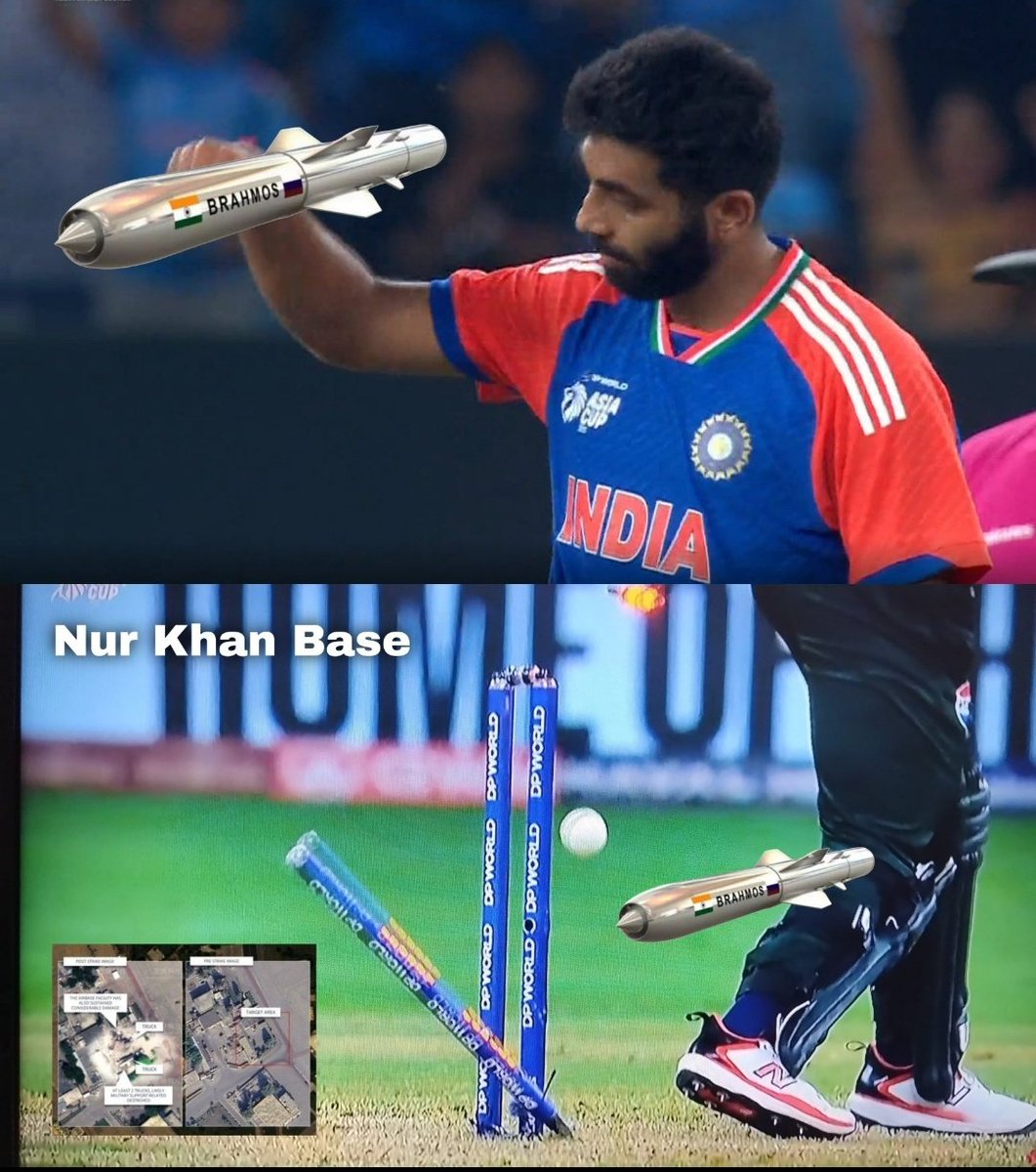 That's how india 🇮🇳 won the finals and also on 6th to 10th may 👏🏻 iykyk

Brahmos = Nur Khan ❌
Bumrah = Haris Rauf ❌

#AsiaCupFinal 
#INDvsPAK