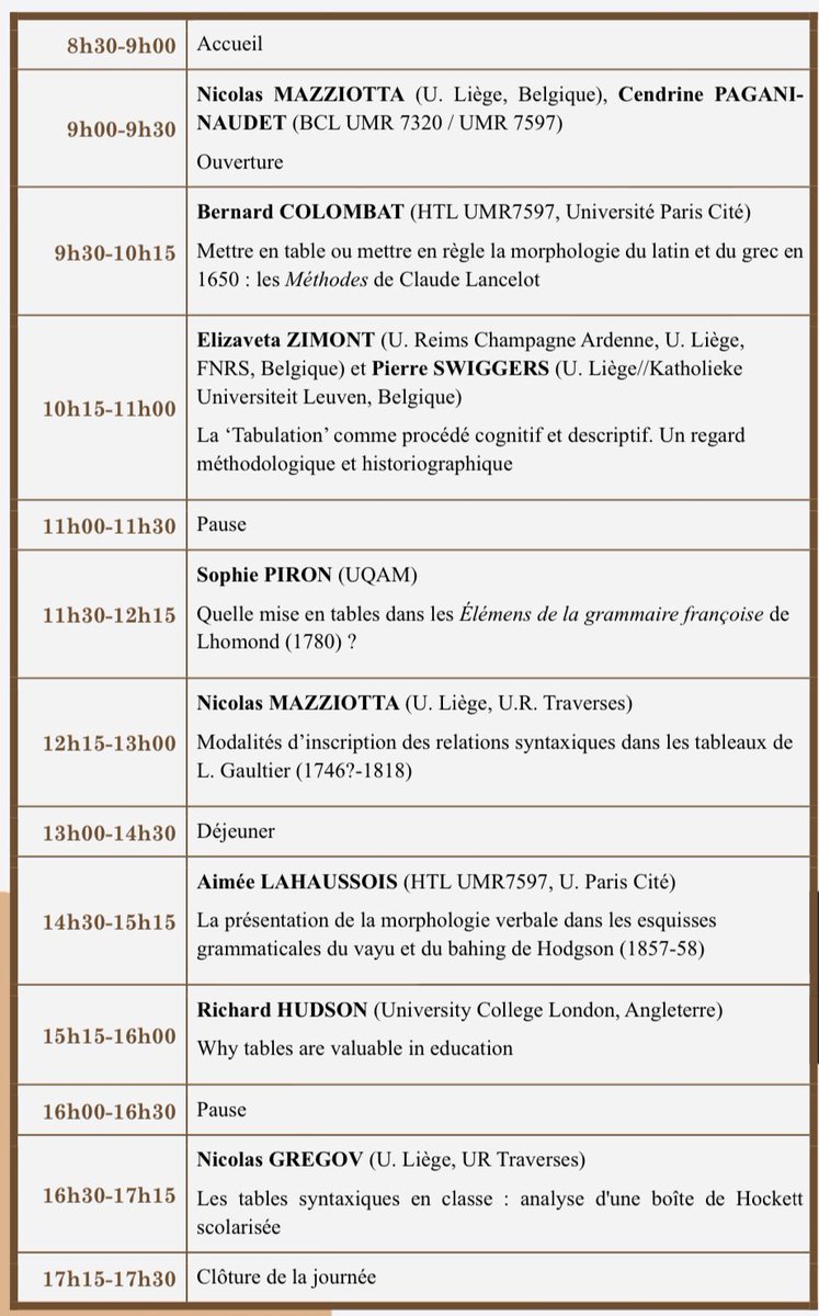 MJGarciaFolgado's tweet image. Journée d’études : “Mettre la langue en tables” (CNRS &amp;amp; Université de Lorraine
🗓 24/10/2025

El interesantísimo programa y los resúmenes de las intervenciones se puede consultar aquí: 
atilf.fr/wp-content/upl…

#HistoriaGramaticaEscolar #histlx