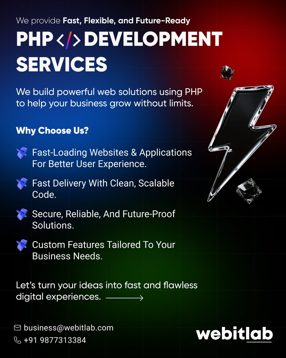 webitlab's tweet image. Smart PHP solutions for business.
#CustomDevelopment #uiuxdesigner #seo #socialmarketing #wordpress #shopify #powerappdevelopment #mobileappdevelopment #DigitalSolutions #WebDesign #ecommerce #appdevelopment #userexperience #webitlab #uiuxagency #BusinessGrowth
