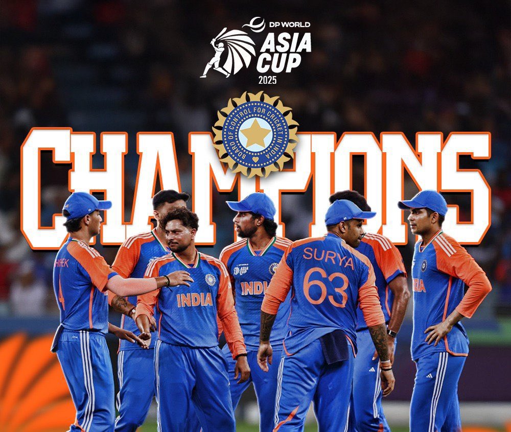 EchoRiseDigital's tweet photo. What a sensational clash! 🔥 Team India once again proved their grit and glory on the biggest stage. @tilakv9’s fearless knock and @imkuldeep18’s brilliant spell sealed a historic win against Pakistan. 🇮🇳👏 Proud to celebrate this victory with all of you!

#INDvPAK
#AsiaCupFinal https://t.co/Z9WJMOj37O