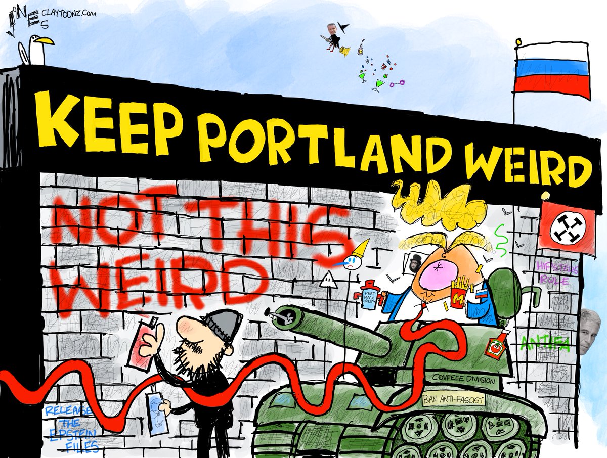 claytoonz's tweet image. Today's offering from your favorite weird cartoonist. #Portland #Trump #TrumpFascism #KeepPortlandWeird #antifa #Hipsters #MAGA