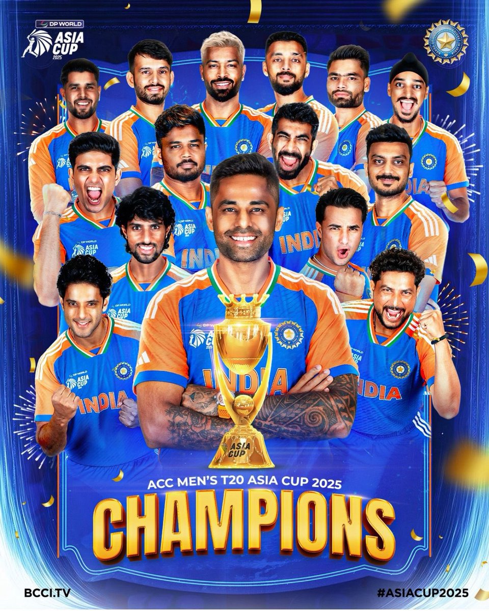 anup_morebjp's tweet photo. “ऑपरेशन सिंदूर” नंतर क्रिकेट मैदानातील विजयाचा “तिलक”..! 🇮🇳
आज आशिया कप २०२५ च्या अंतिम सामन्यात भारतीय संघाने पाकिस्तानचा ५ विकेट राखून दणदणीत पराभव करत आशियावर पुन्हा एकदा वर्चस्व गाजवलं !
#amhibhartiy #teamindia #winthematch #asiacup #championsindia #cricket #allthebestteamindia