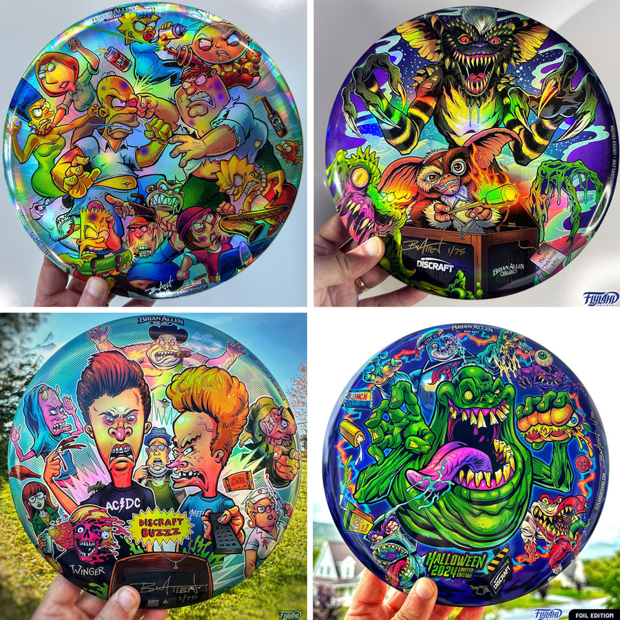flylanddesigns's tweet photo. Each month, I've been drawing a new limited edition Foil disc golf disc. Here are the ones I've released over the past year. My Halloween-themed edition comes out this week.
#discgolf4life #discgolf #discgolfdaily #discgolfer #discgolfislife #frisbeegolf #discraft https://t.co/JqmBgCH4CD